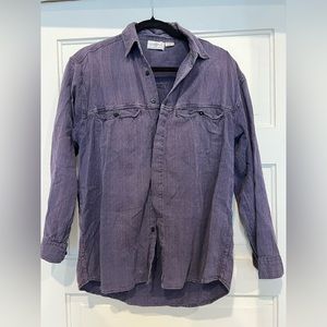 Vintage Button Up Indigo Colored Top Small